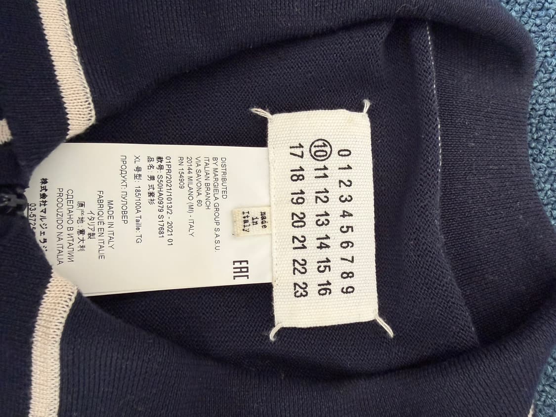 마르지엘라 스티치 폴로 니트 집업 네이비[XL] 상품이미지4