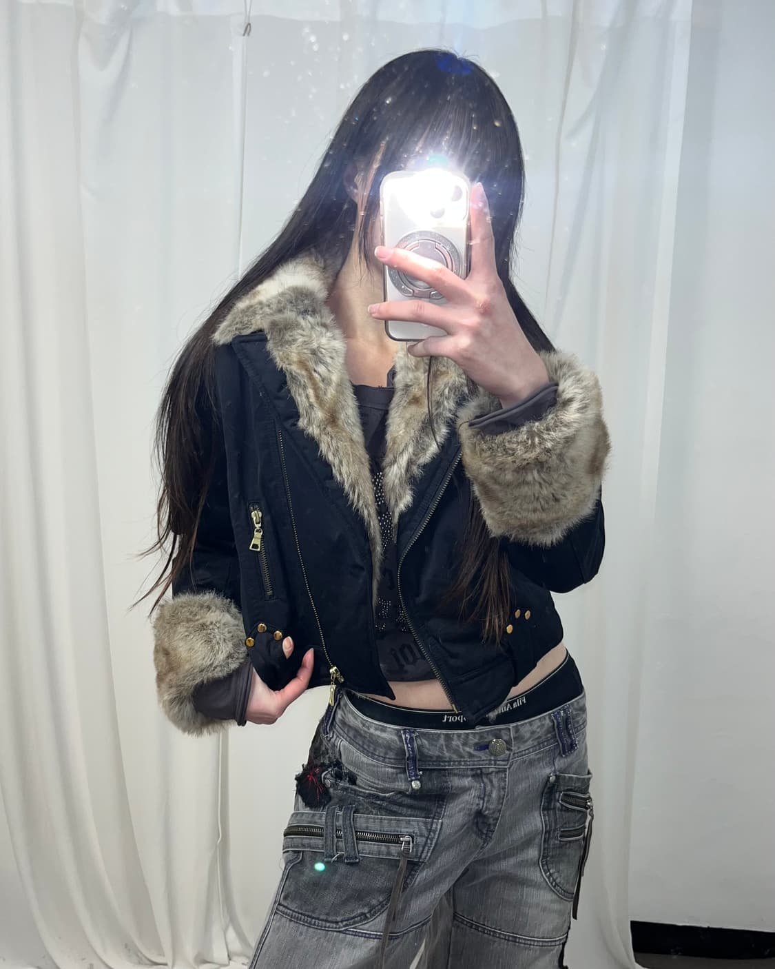 퍼 트리밍 패디드 자켓 상품이미지1