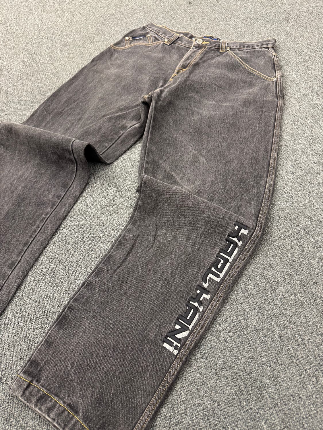 칼카니 빈티지 Y2K 자수 포인트 흑청 힙합팬츠 상품이미지2