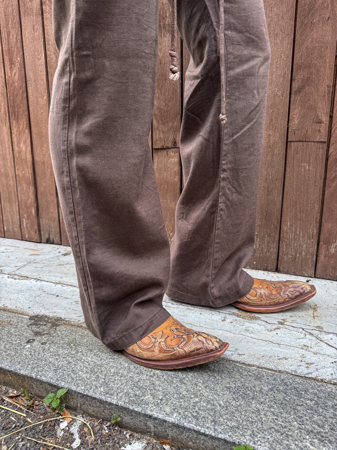 Brown Flare Linen Pants 상품이미지4