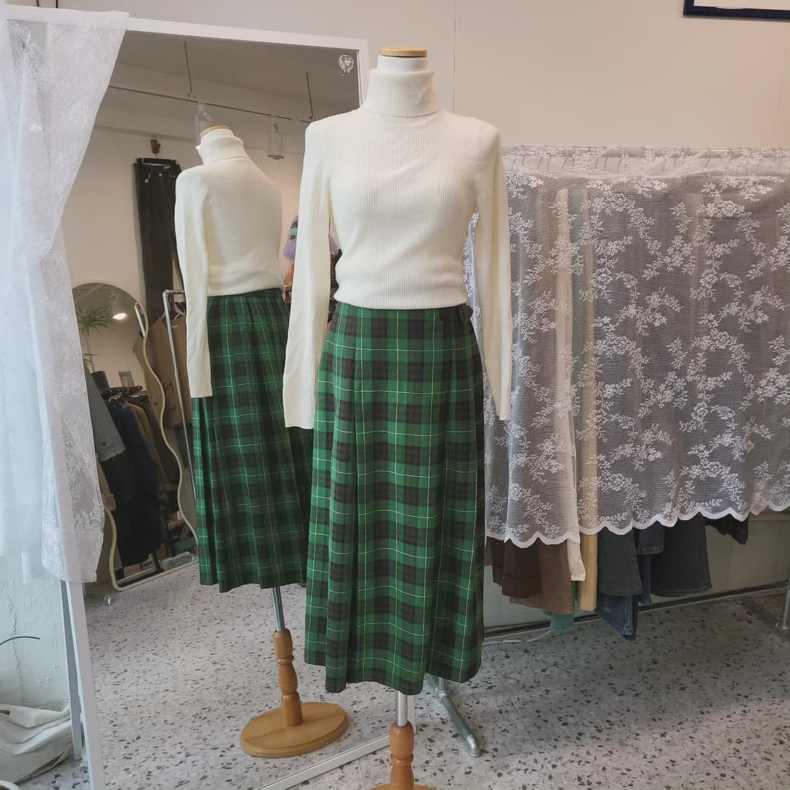 GU 사이드벨트 체크 밴딩스커트 상품이미지10