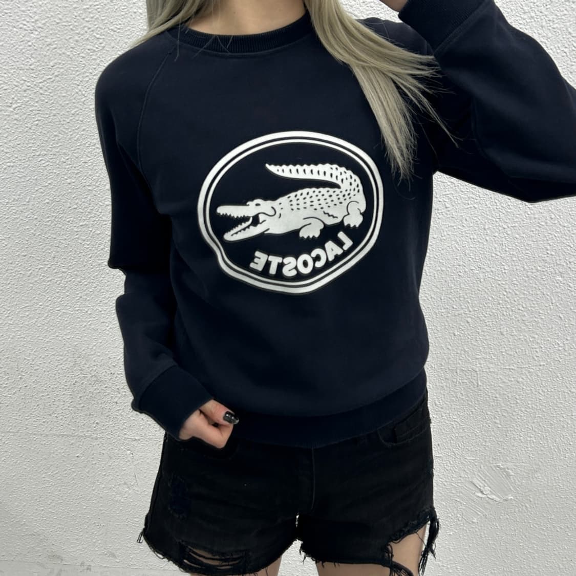 라코스테 센터로고 네이비 맨투맨 상품이미지1