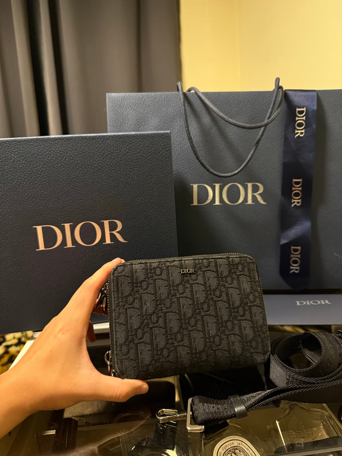 디올 오블리크 파우치 메신저백 블랙 풀구성 새상품급 상품이미지2