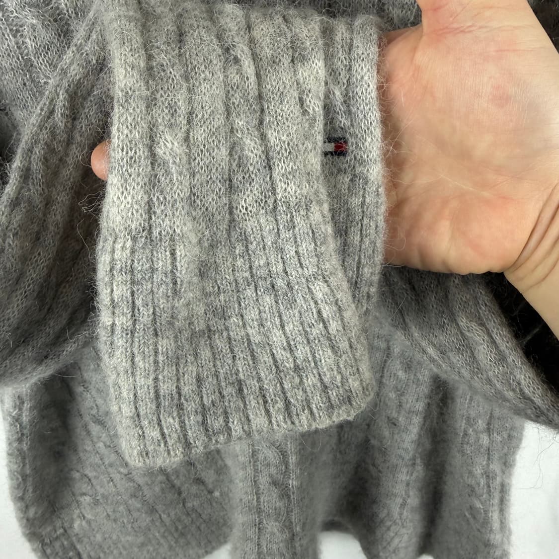 XS) 타미힐피거 우먼스 모해어 울 니트 그레이 상품이미지4