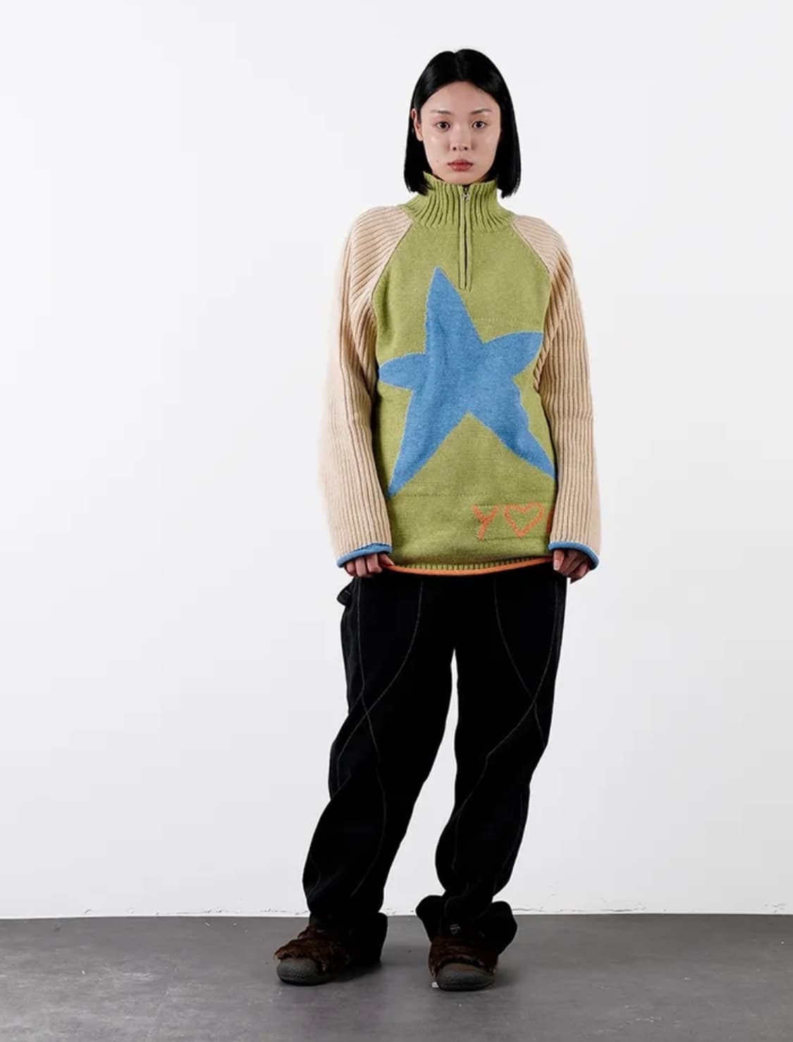 유쓰배쓰 STAR ZIP UP ANORAK KNIT_LIGHT GREEN 상품이미지7