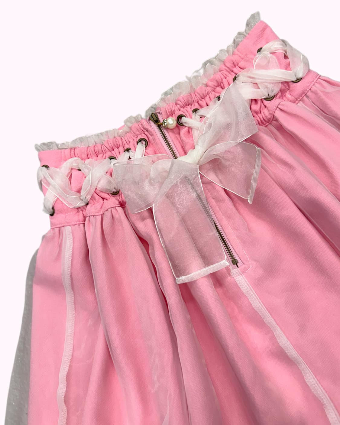 pink lace-up ribbon layered skirt 상품이미지3