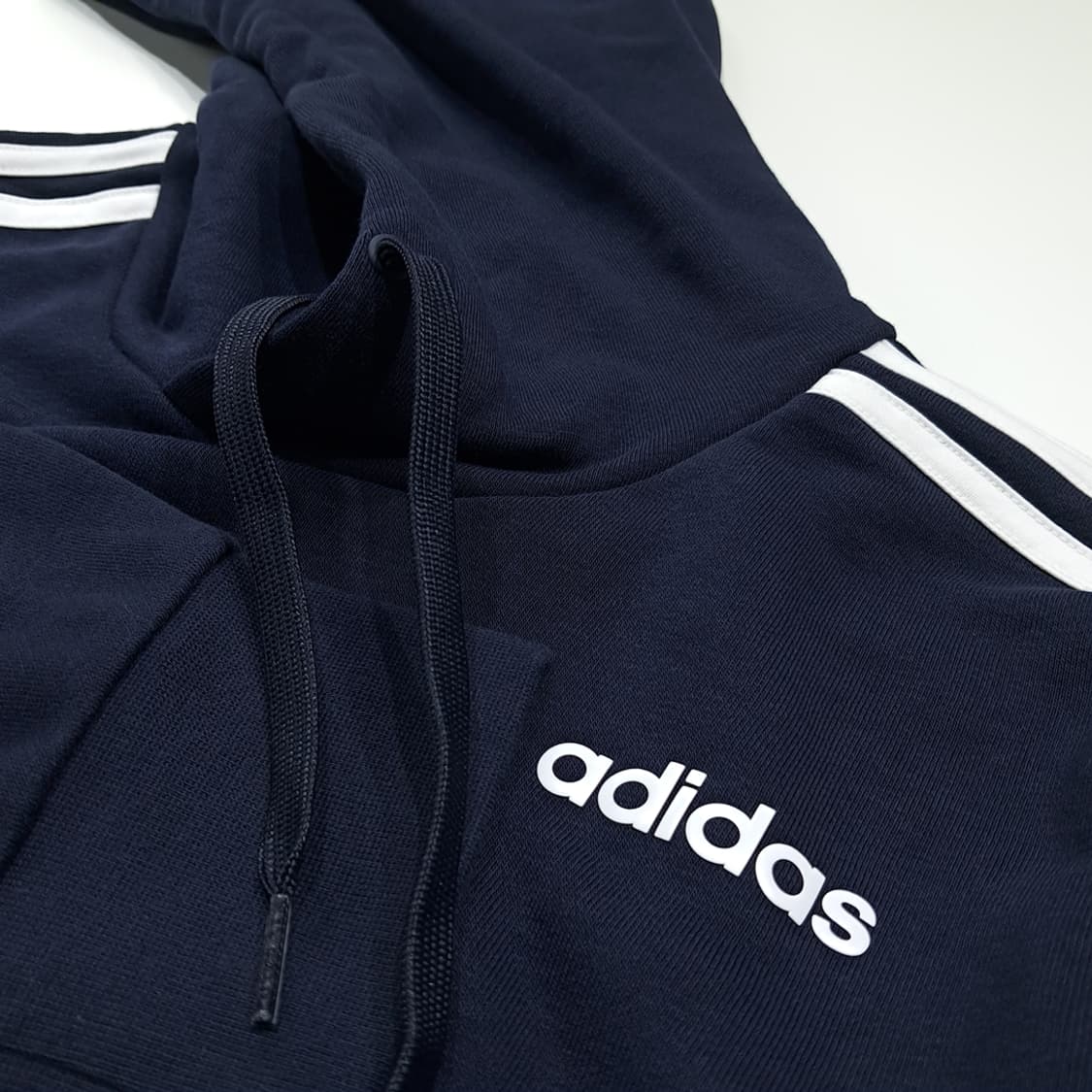 CK141 L 아디다스 삼선로고 네이비 후드 티셔츠 상품이미지4
