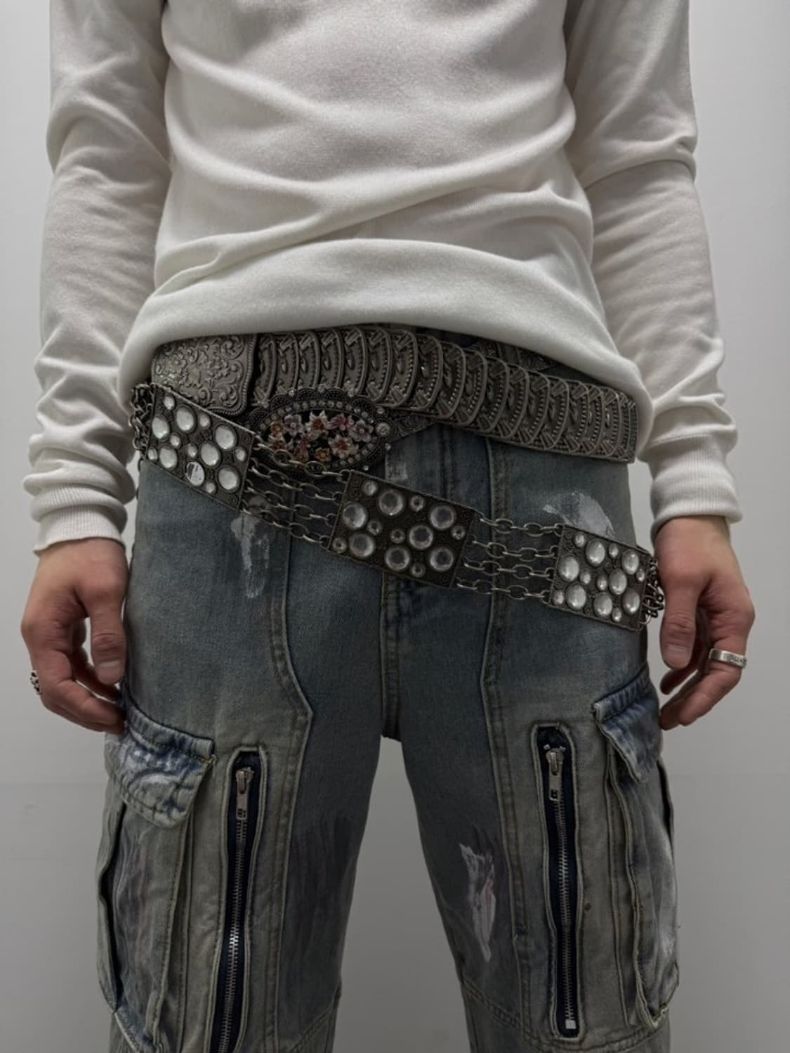 VTG PAINTED MULTI-POCKET DENIM JEANS 상품이미지1