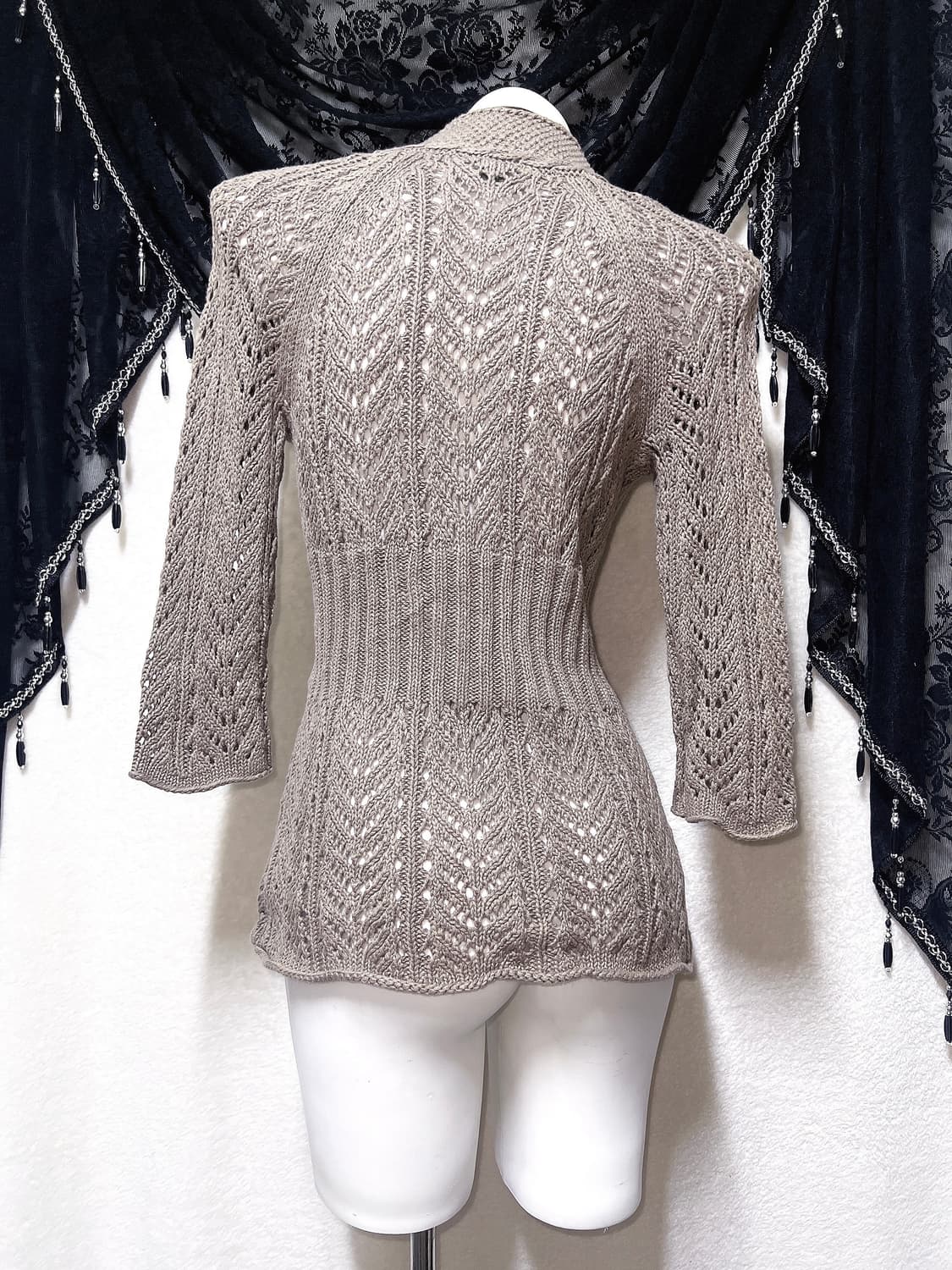 라떼갸루 모리걸 브라운 빈티지 니트 뜨개 가디건 7부 페어리 00s 핀터 상품이미지7