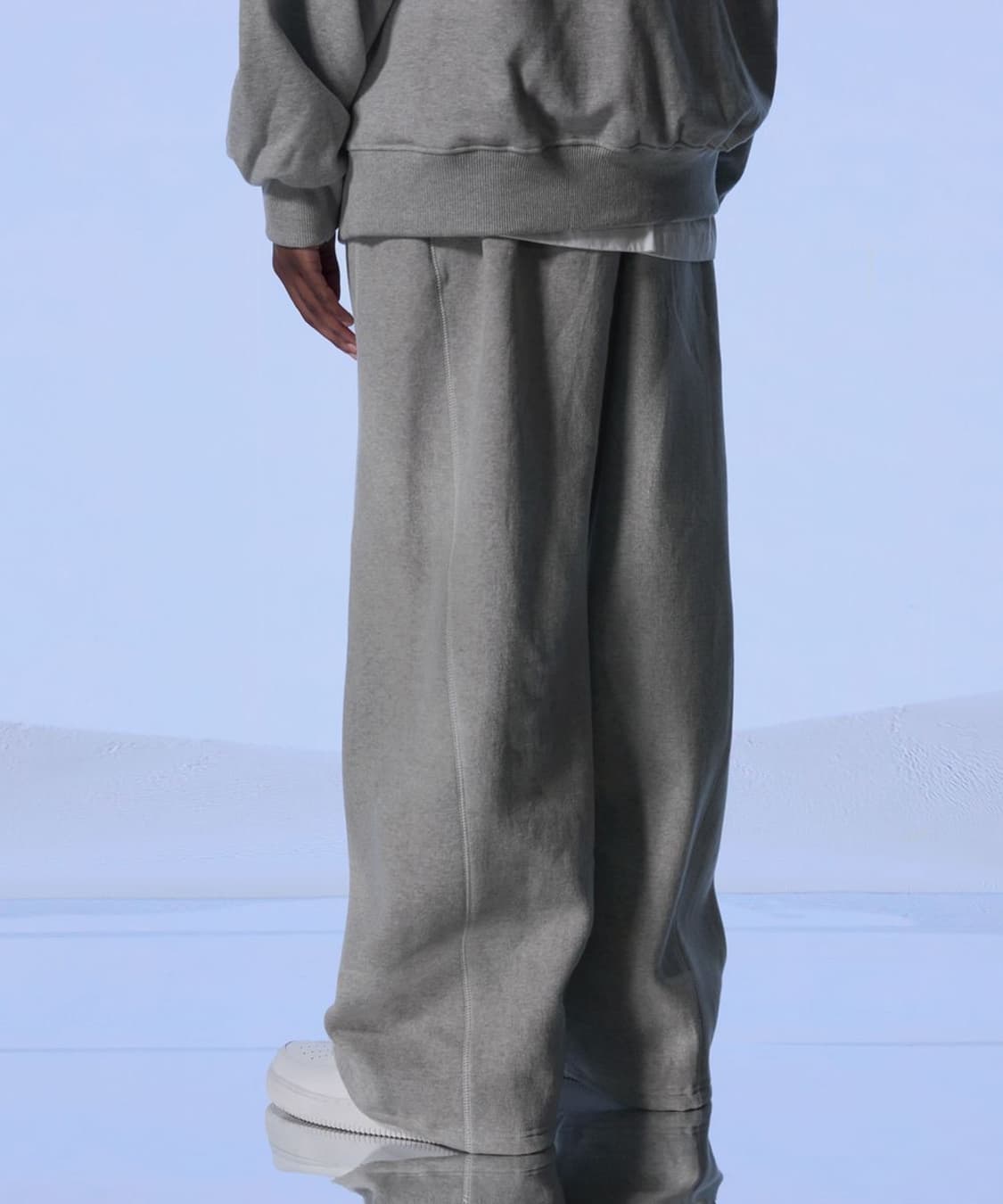 크럼프 스티치 와이드 스웨트 팬츠 메란지 XL 상품이미지3