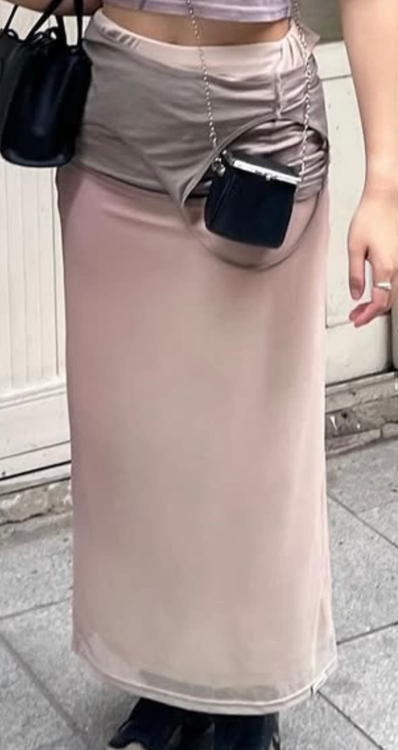 글로니 맥시롱 스커트 MODA MESH GRAPHIC LONG SKIRT 상품이미지2