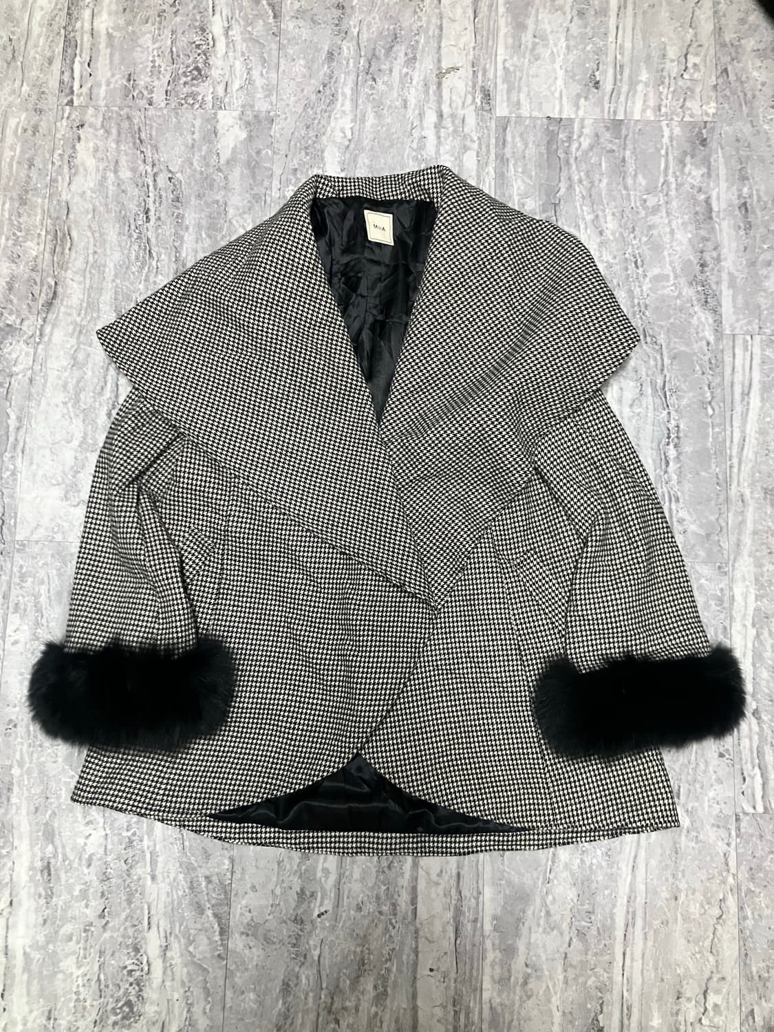 일본빈티지 Miia 핀터깔y2k 라떼갸루 아방핏 케이프핏 털혼방코트자켓 상품이미지1