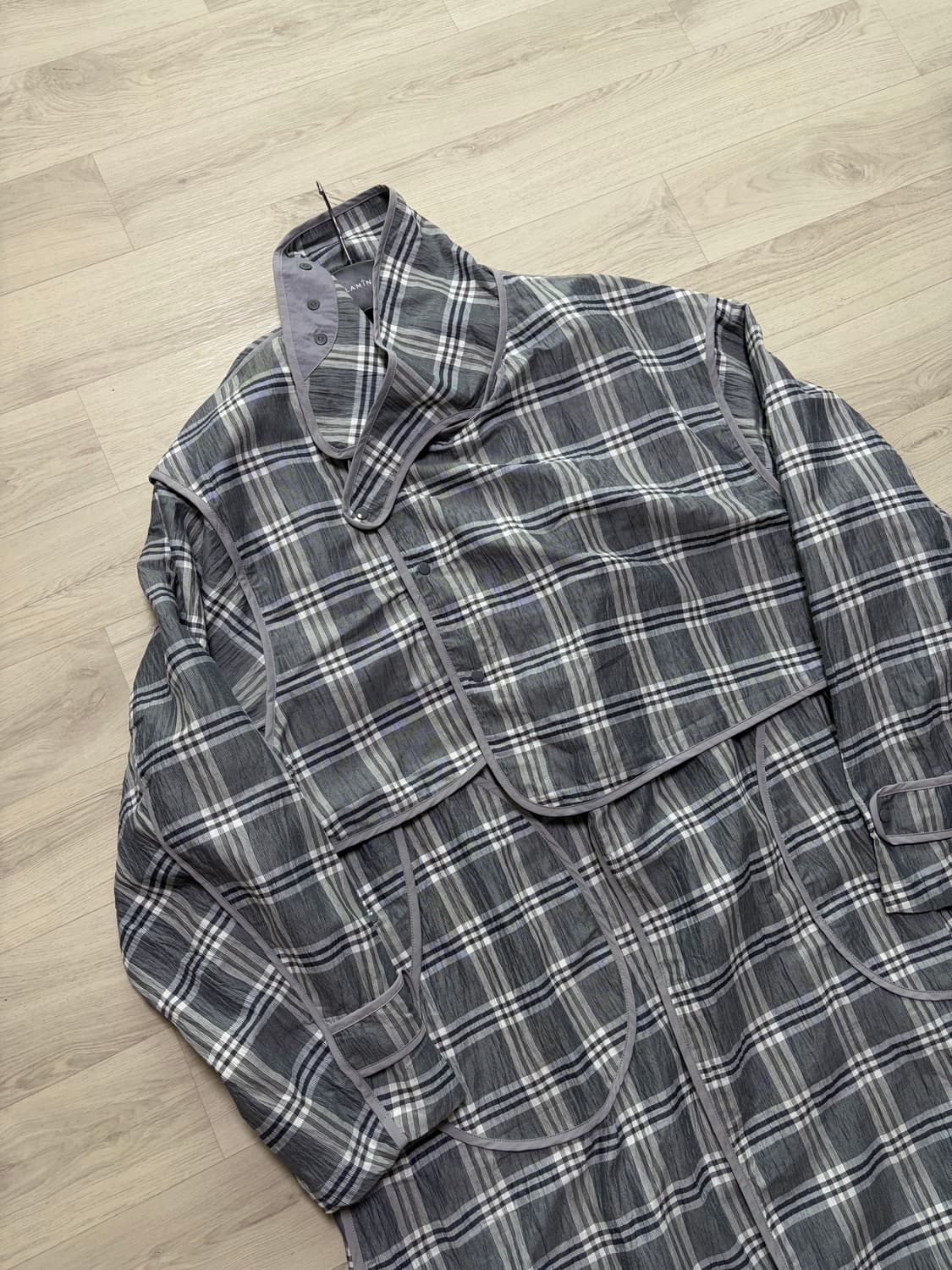 ODS 올리브드랩서비스 에어트랜치 체크 L사이즈 판매 상품이미지2