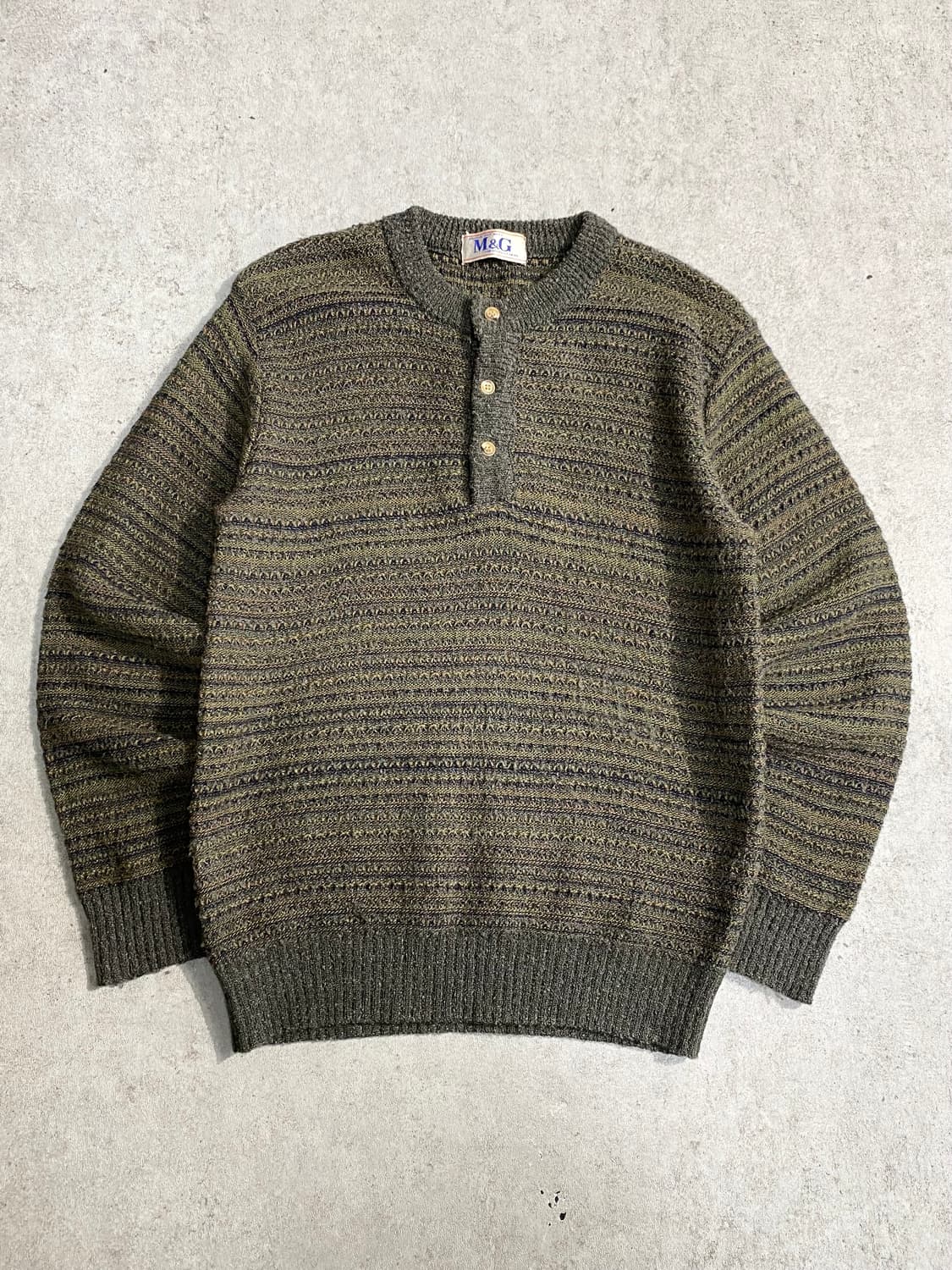 [M] 90s M&G 재팬 메이드 에스닉 헨리넥 울 니트 상품이미지2