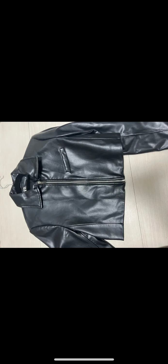 자라 블랙 레더 자켓 크롭 상품이미지1
