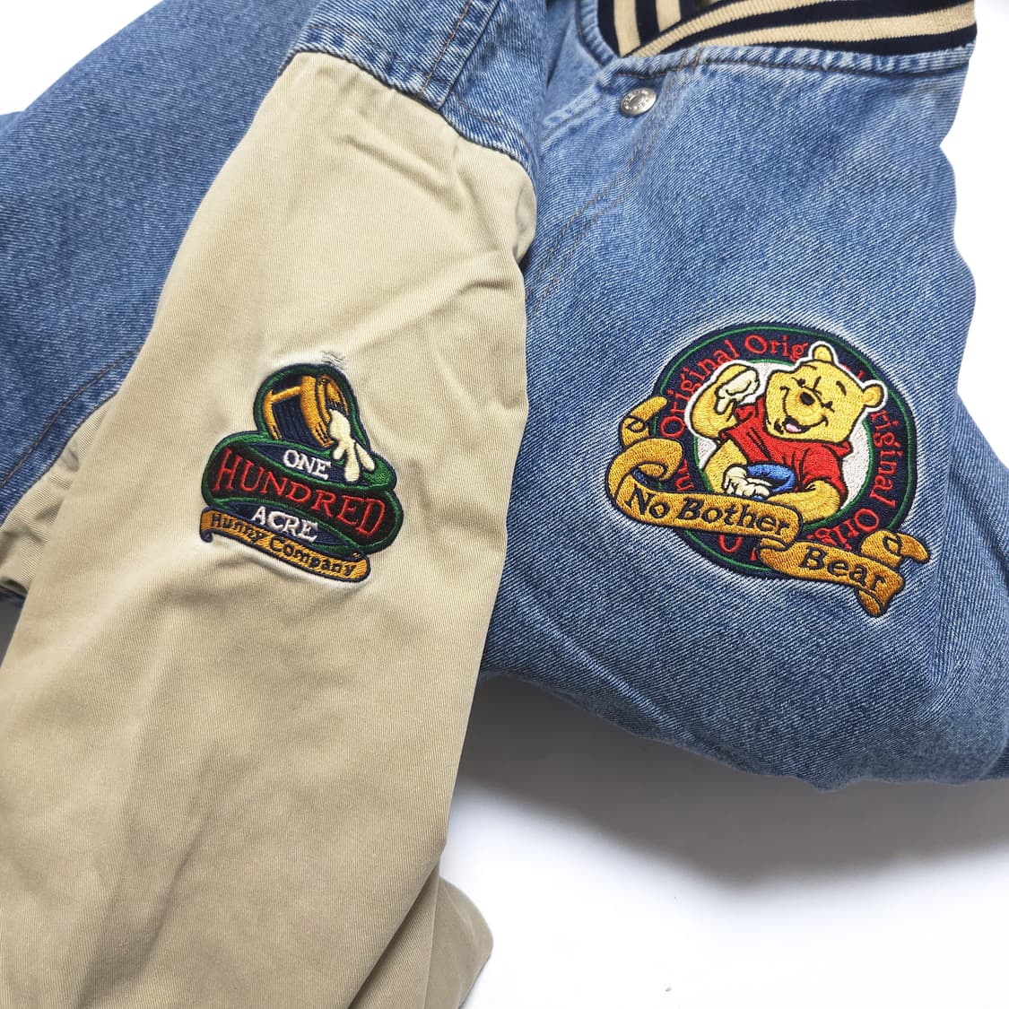 90s 디즈니 카탈로그 푸우 퀄팅 데님 믹스 바시티 자켓 상품이미지5