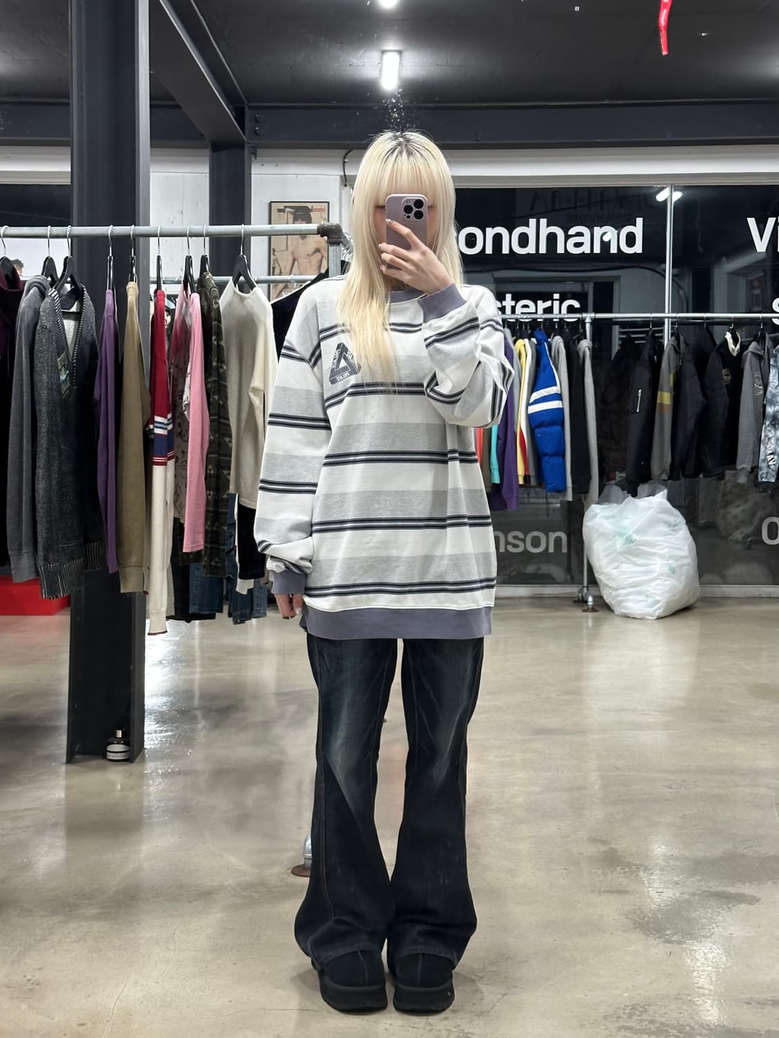 팔라스 리브드 포 플레저 크루넥 스트라이프 맨투맨 상품이미지1