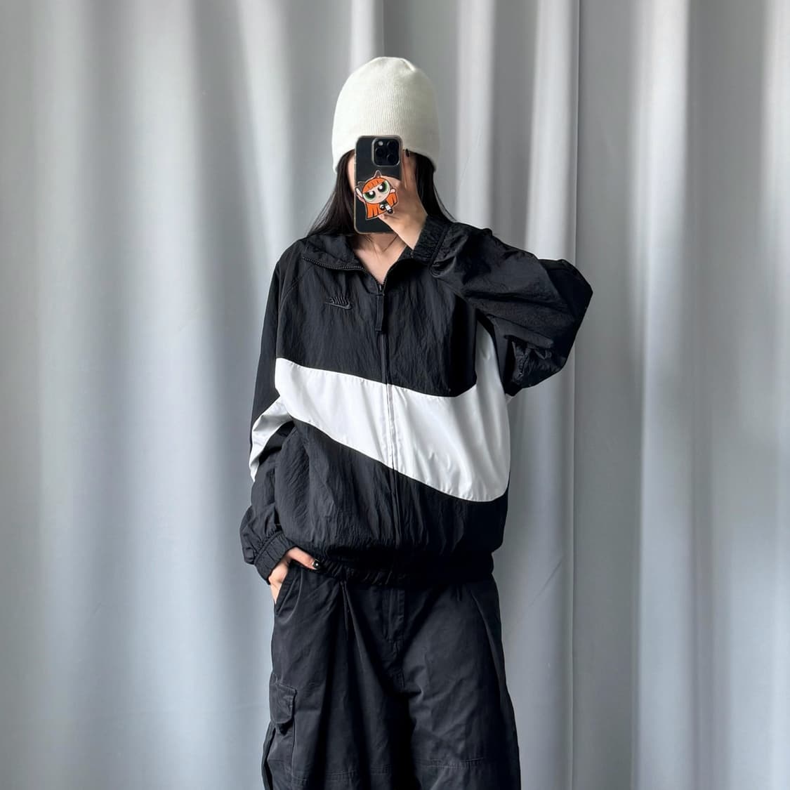 나이키 오버핏 빅스우시 배색 우븐 바람막이 상품이미지1