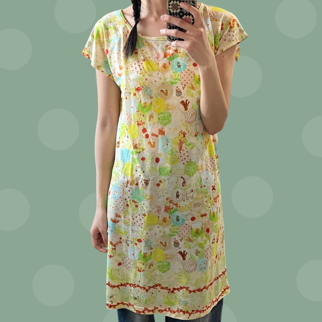 모리걸 빈티지 수채화 패치워크 원피스 상품이미지2