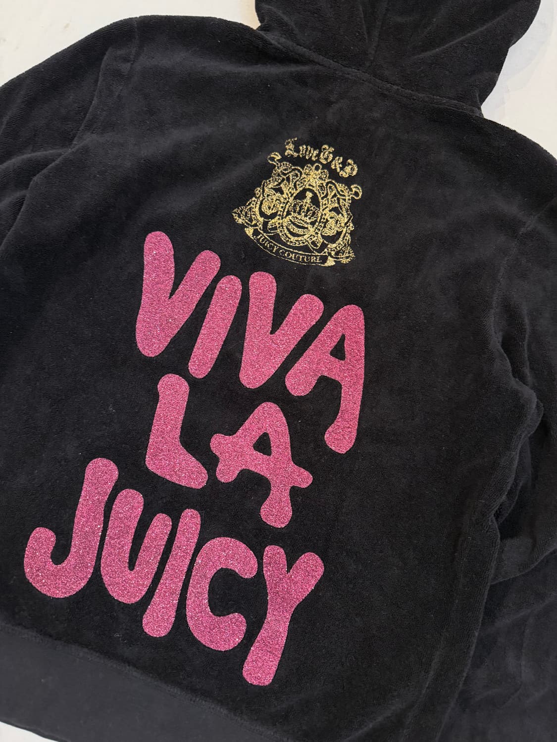 희귀) 쥬시꾸뛰르 딱붙핏 y2k 벨벳 후드집업 블랙 상품이미지2