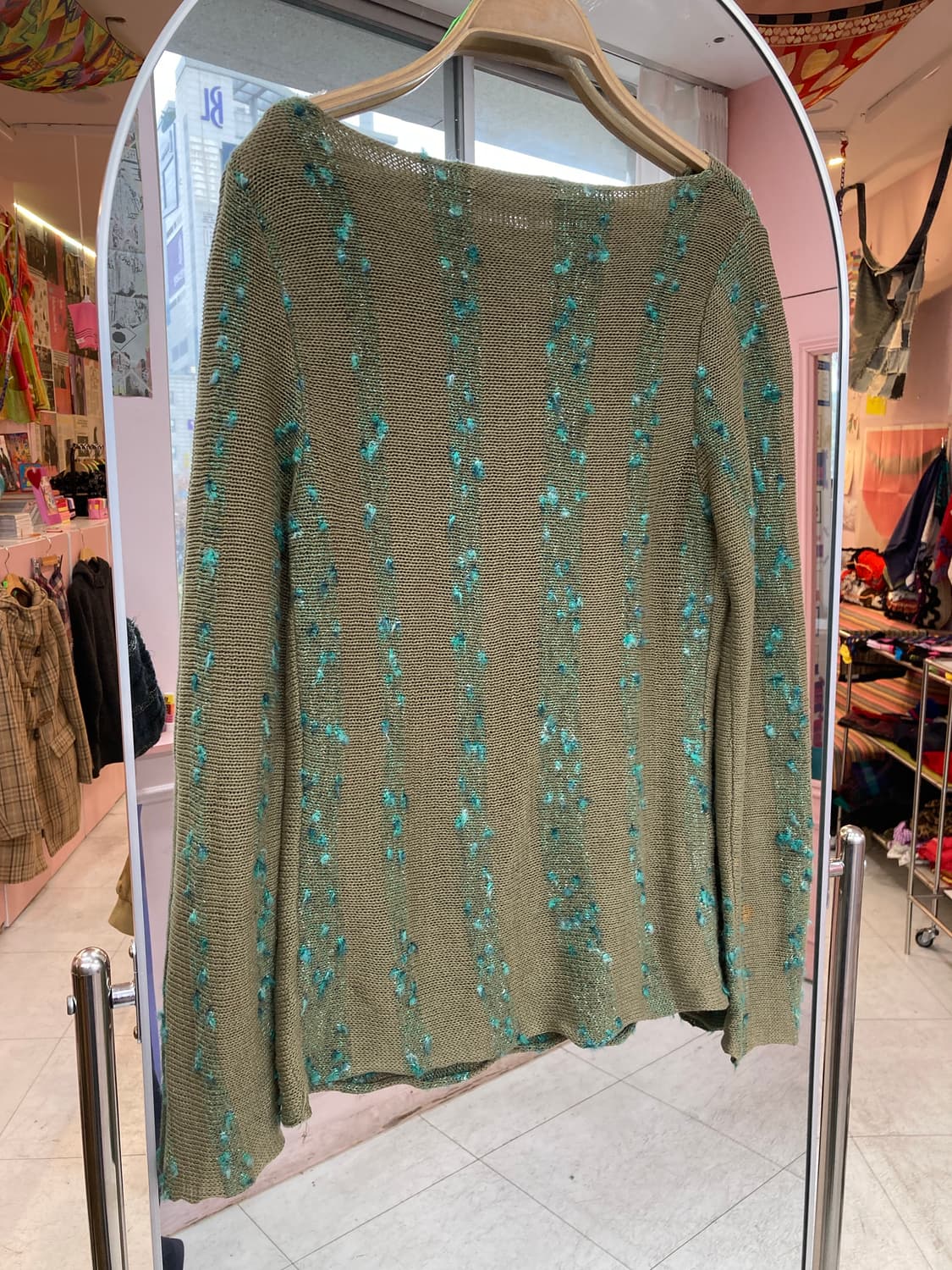 빈티지 카키 그런지 니트 상품이미지5