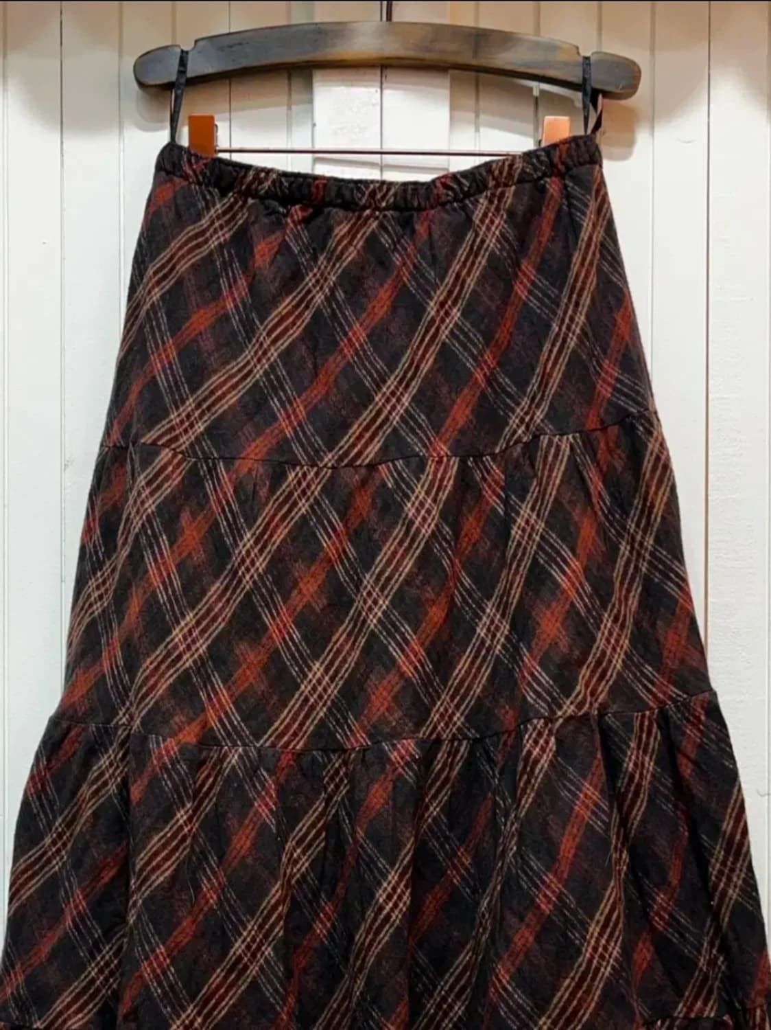 빈티지 체크 롱스커트 상품이미지3