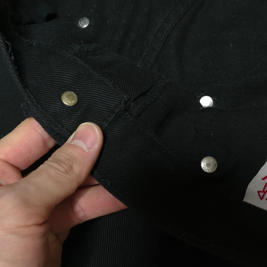 [2]도넛리벤지 워크팬츠 더블니 블랙 핑거프레스 상품이미지4