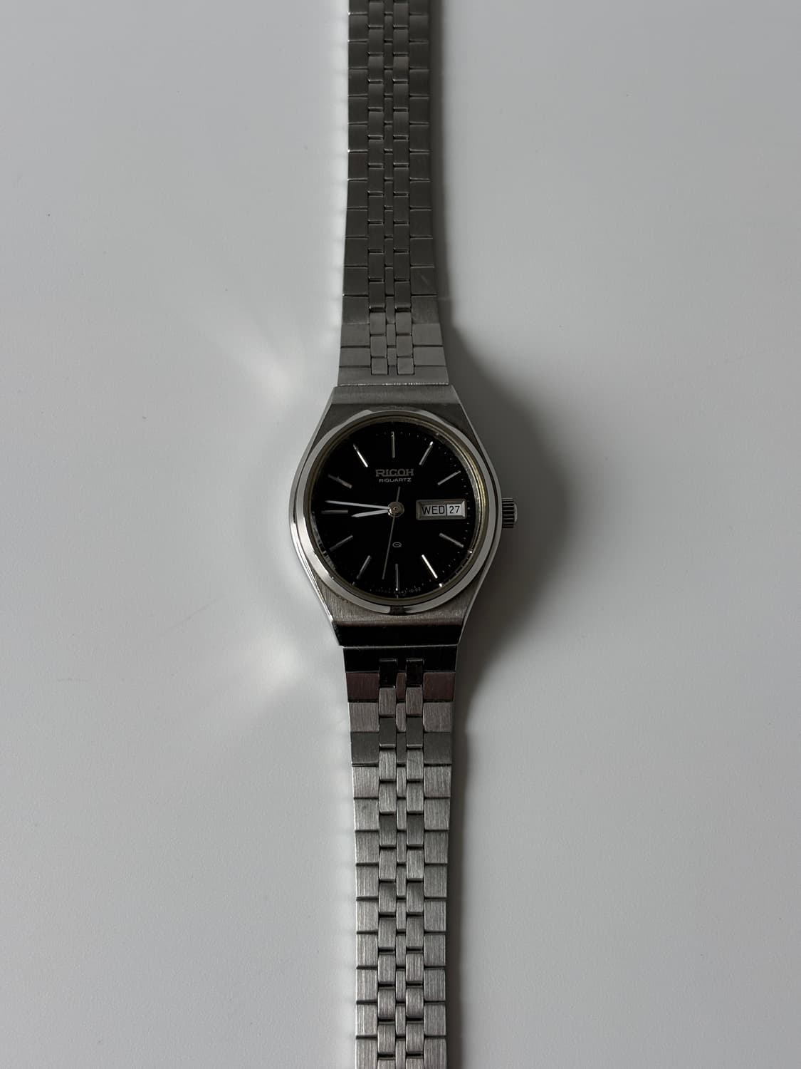 리코 1980년대 블랙 다이얼 실버 오벌 쿼츠 여성 상품이미지3