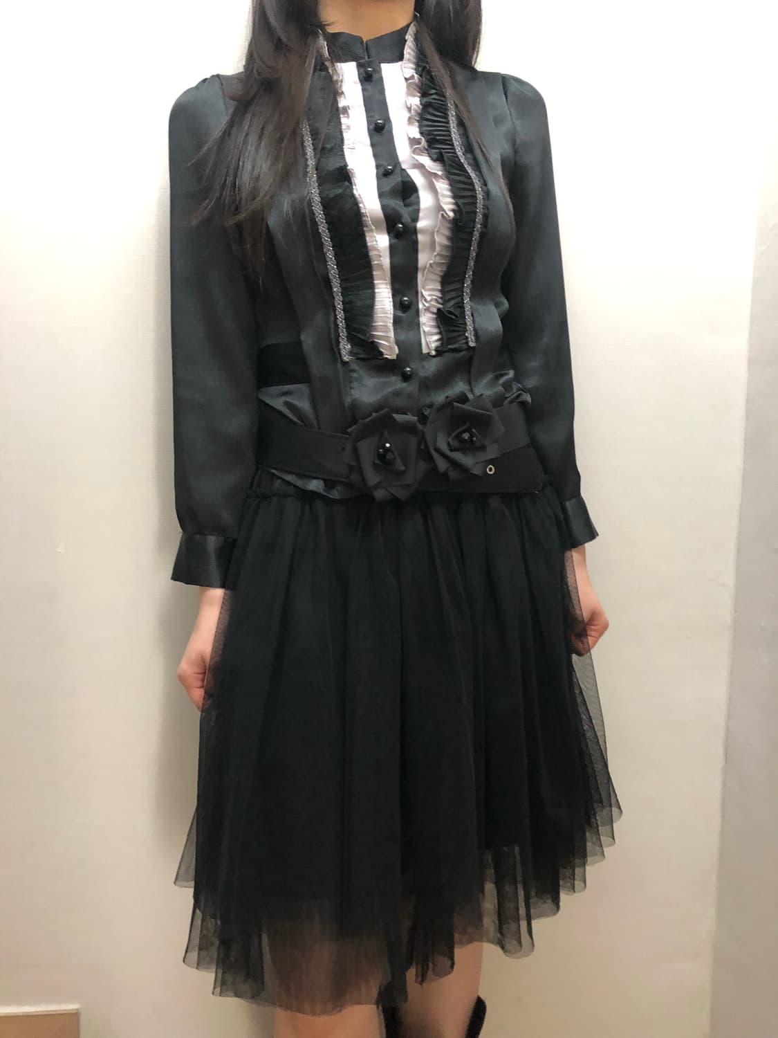 빈티지 블랙 레이스 미디 스커트 상품이미지7