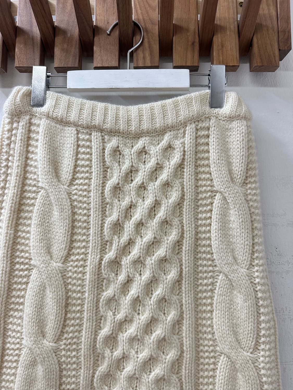 일본빈티지 케이블 아이보리 울 니트 스커트 상품이미지2