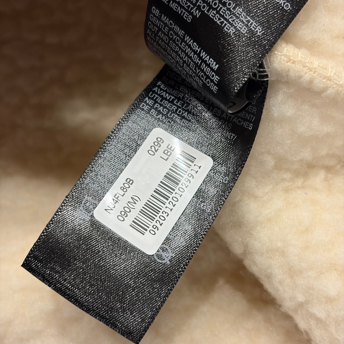 [M] 노스페이스 화이트라벨 아이보리색 뽀글이 플리스 자켓 B934 상품이미지9