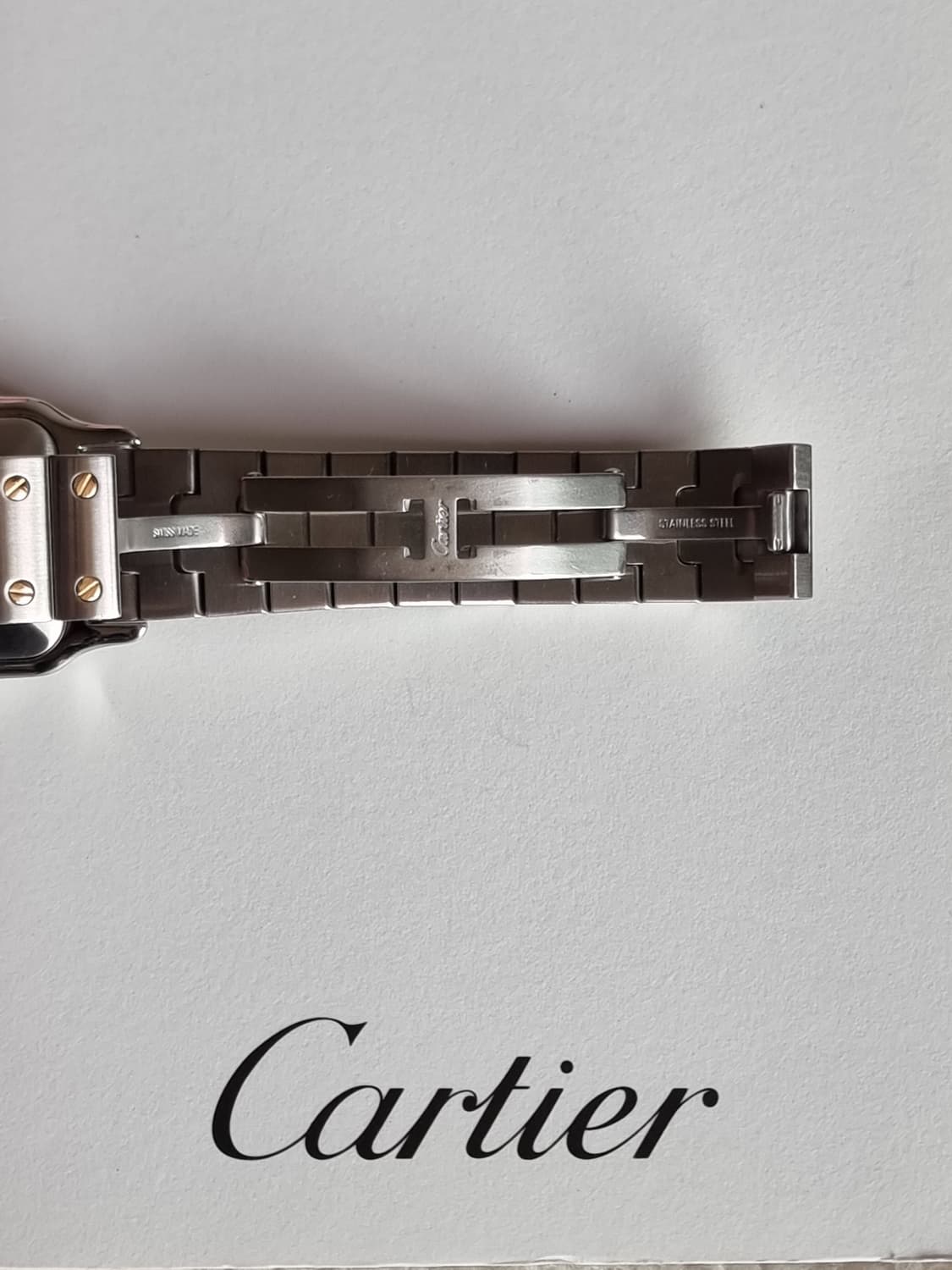 까르띠에 산토스 갈베 18K 콤비 L 기요셰다이얼 오토메틱 시계 04년 상품이미지7