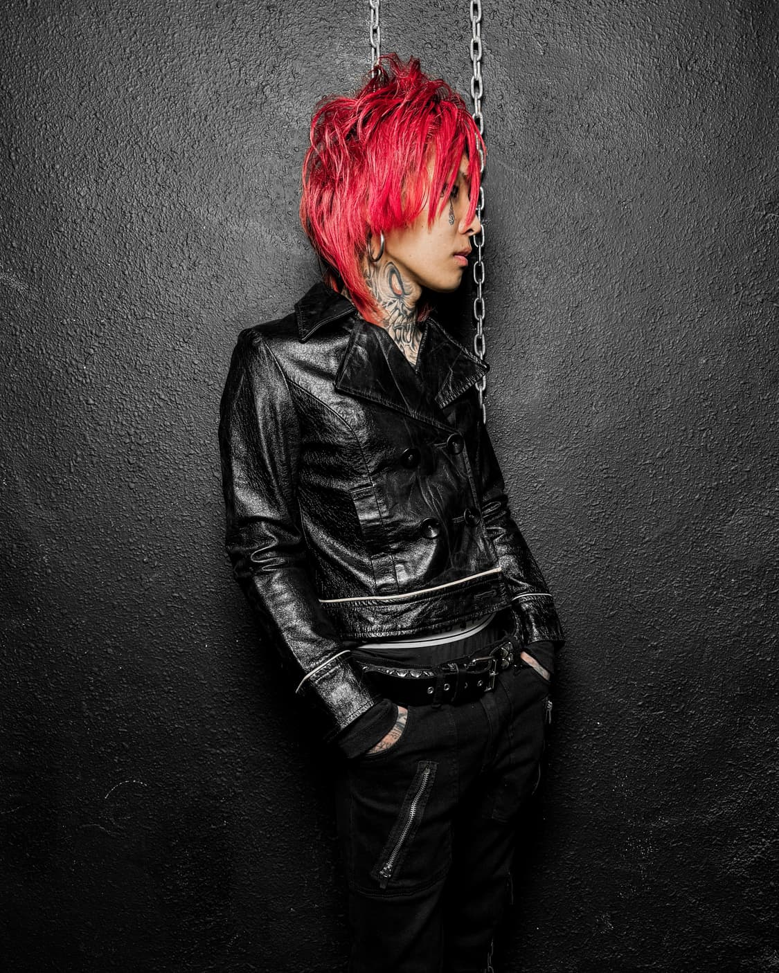 Black Double Leather Jacket 상품이미지3