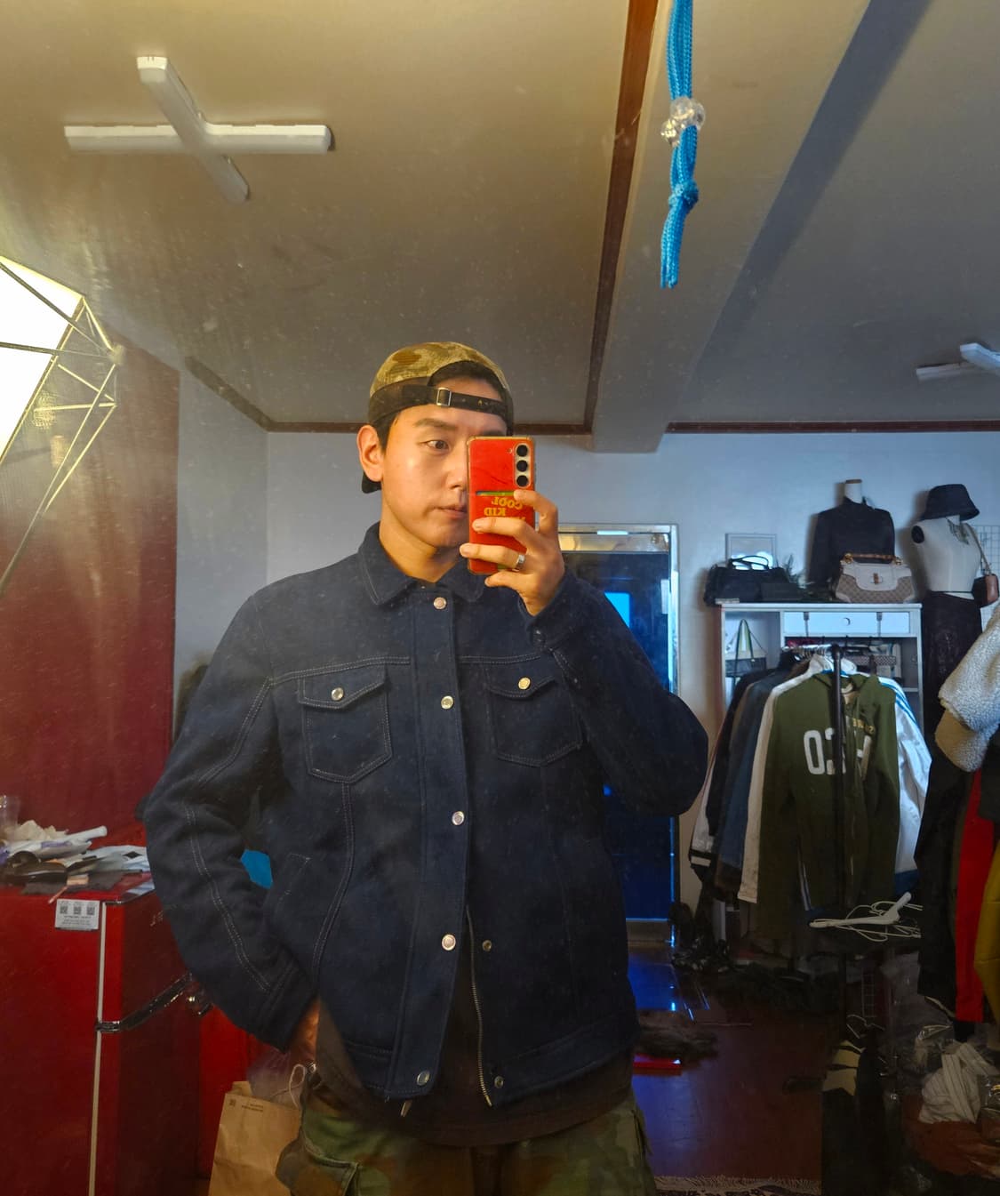 자라(ZARA) 블루 벨벳 스웨이드 트러커 자켓 XXL size 상품이미지3