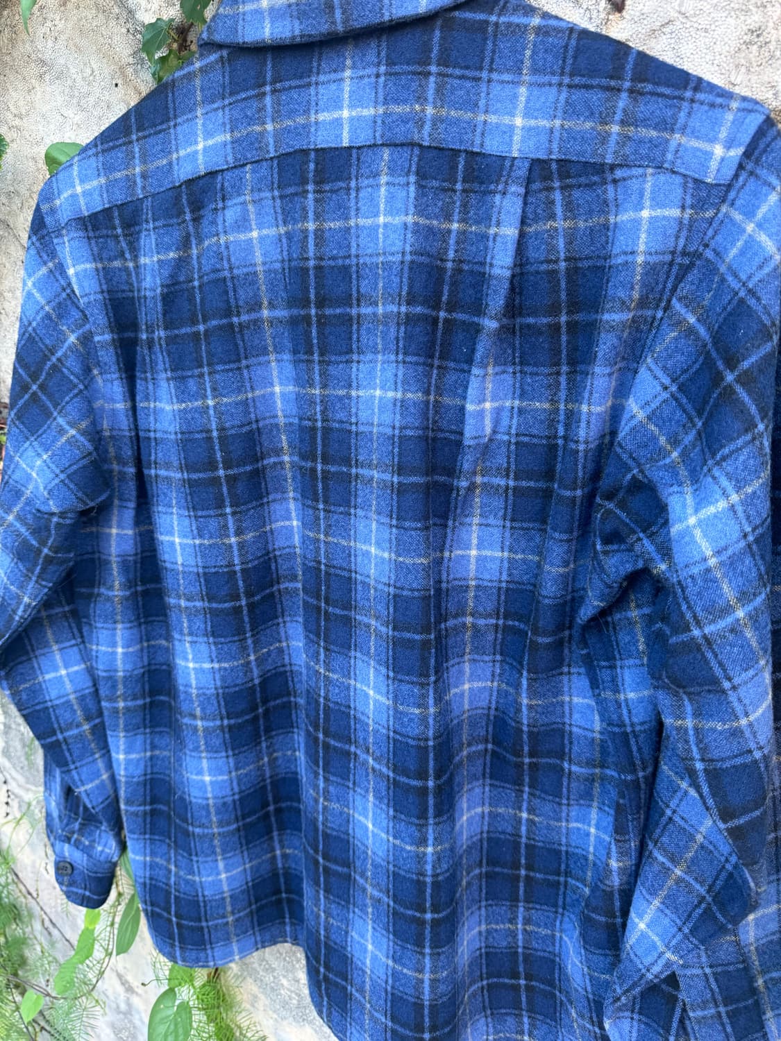 80s pendleton 펜들턴 울 블루 체크 플란넬 셔츠 M 상품이미지4