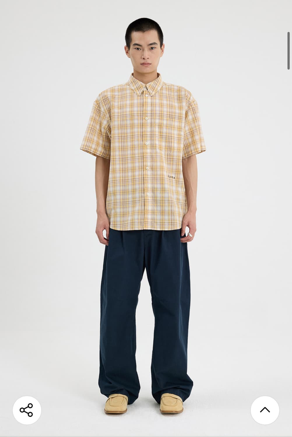 애프터프레이 체크 하프 셔츠 옐로우 L 상품이미지2
