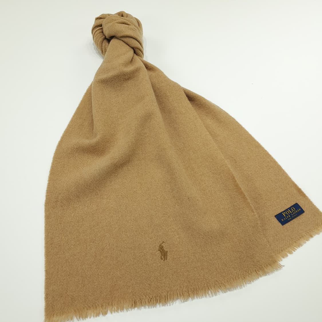 MX195 폴로 랄프로렌 카멜브라운 메리노울 목도리 머플러 상품이미지3