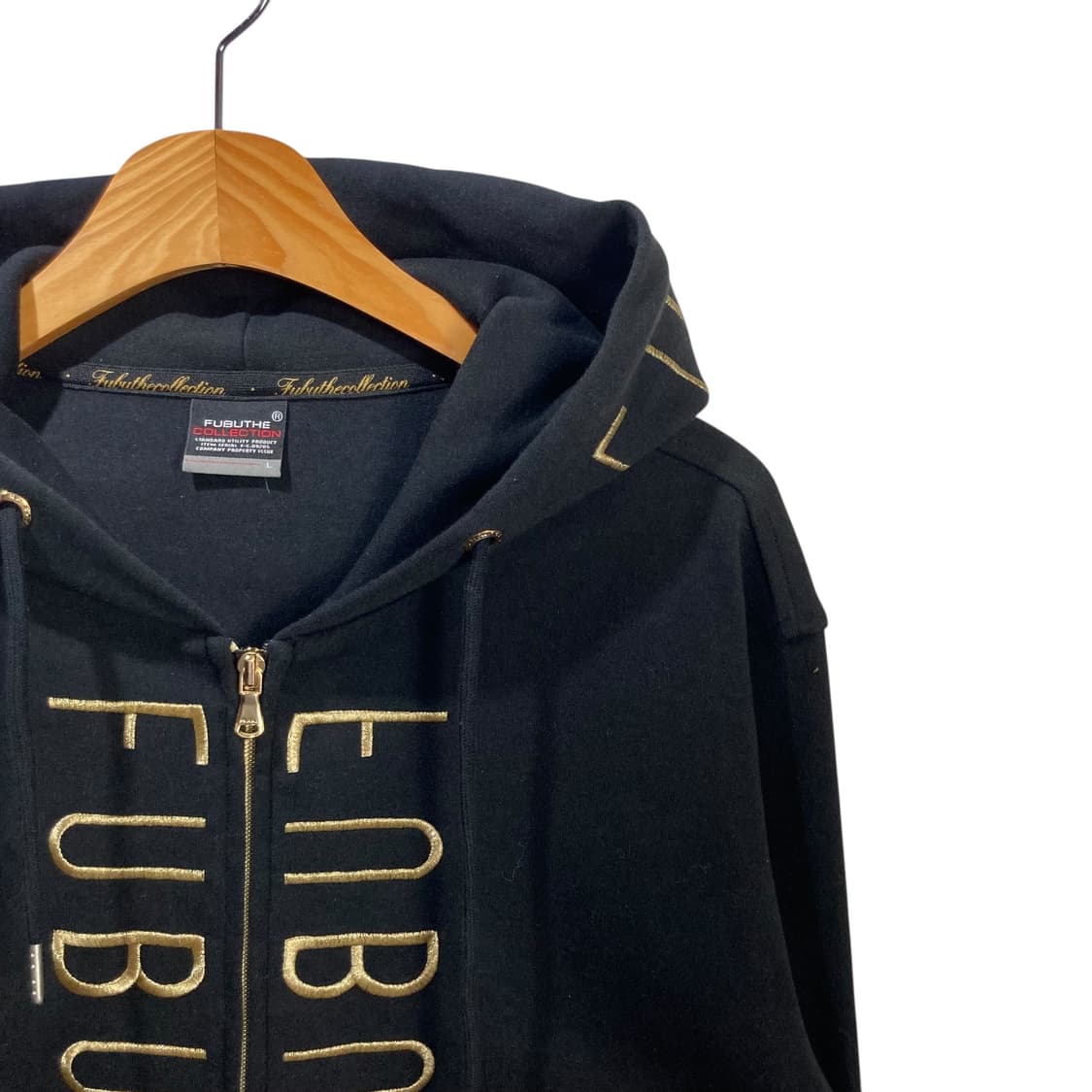 푸부 빅로고 블랙 후드집업 상품이미지3