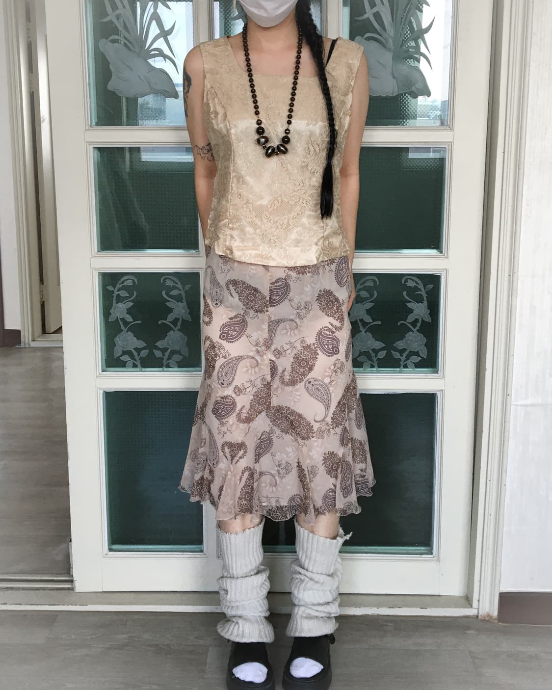 Glitter pattern lace sleeveless 상품이미지1