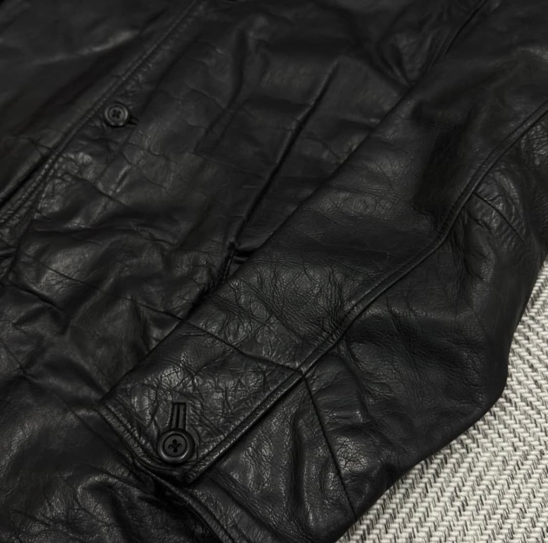 [XL] 올드 갭 레더 빈티지 카 코트 블랙 상품이미지4