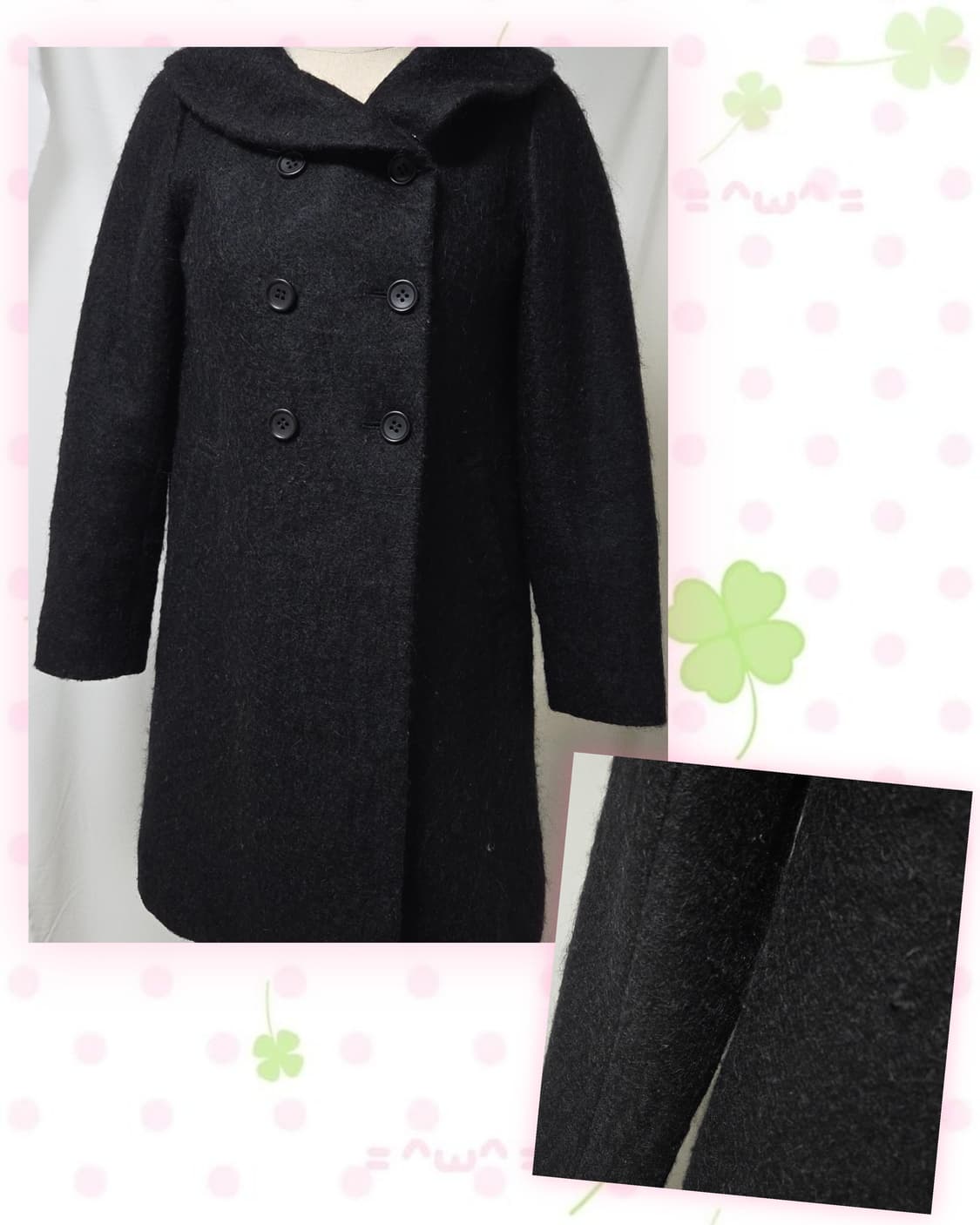 KBF 블랙 헤어리 울혼방 코트 상품이미지5