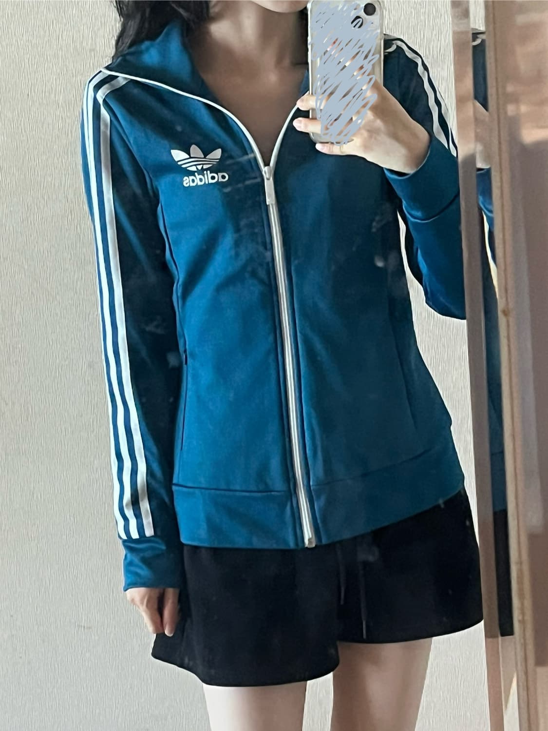 아디다스 딱붙 져지 플라워 유로파 트랙탑 사파이어블루 90 상품이미지2