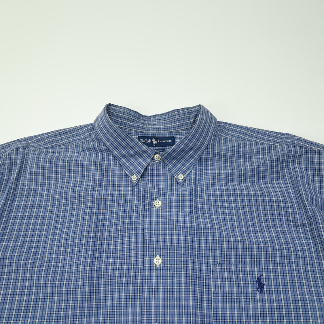 CL259 3XL 폴로 90s 코튼나일론 그래프체크 블루네이비 셔츠남방 상품이미지2