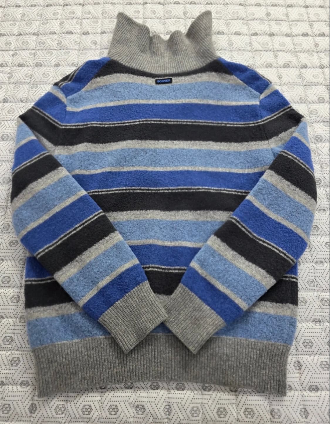 보그너 남성 스트라이프 반집업 니트 95 상품이미지2