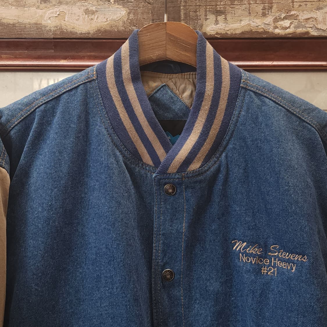 90s 빈티지 데님 바시티 자켓 레터맨 자켓 L 상품이미지3