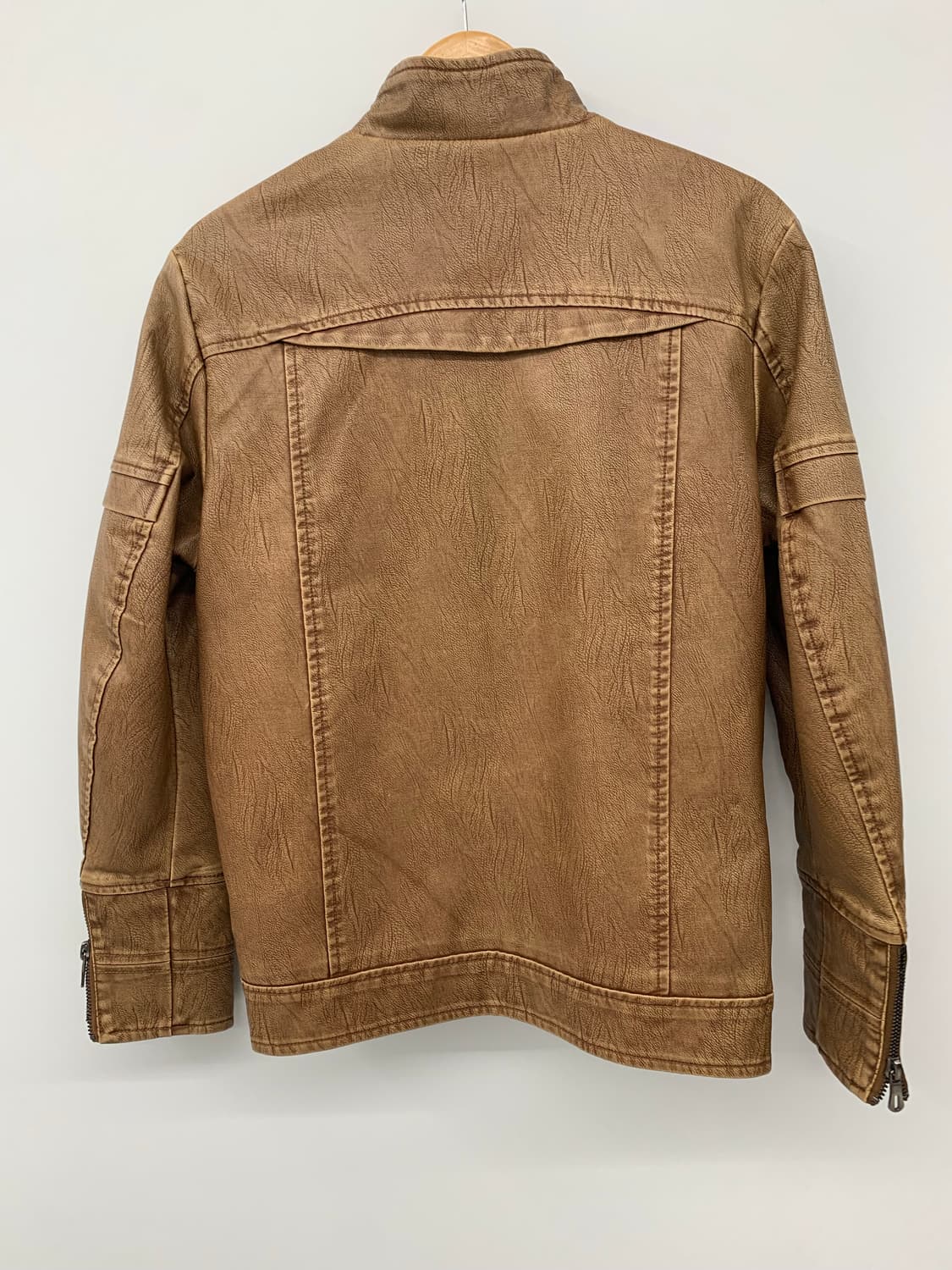 브라운 큐빅 디테일 레더자켓 상품이미지6