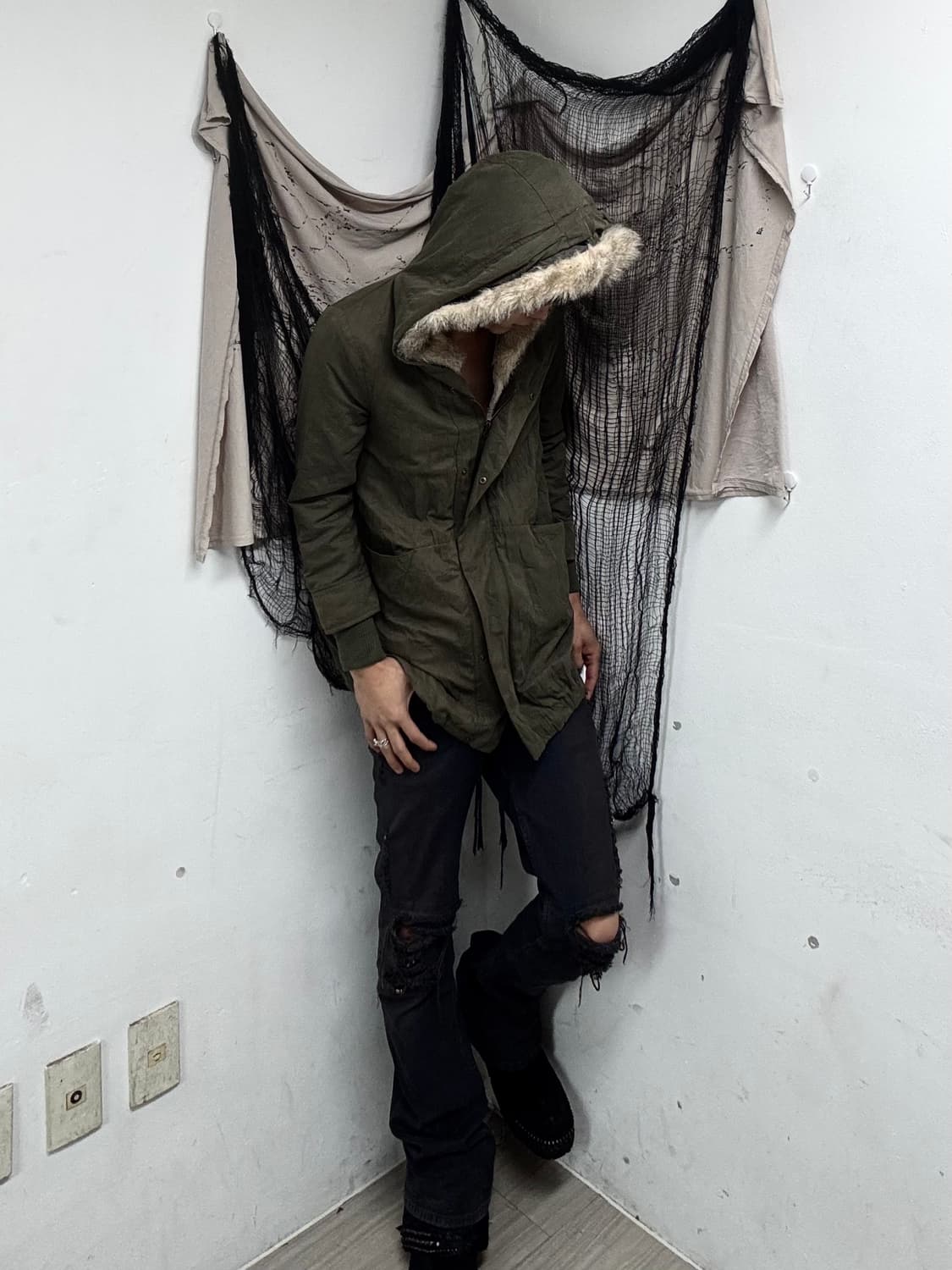 Grunge Mood Fur Trimming Parka 상품이미지1