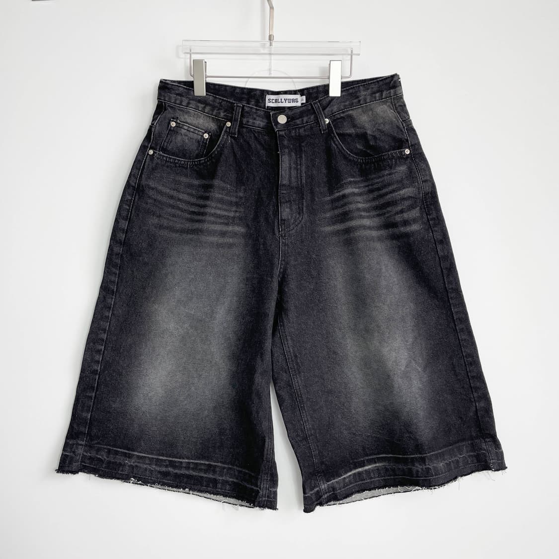 A1 스켈리웩 오버핏 버뮤다 블랙 데님 팬츠 LL사이즈 상품이미지1