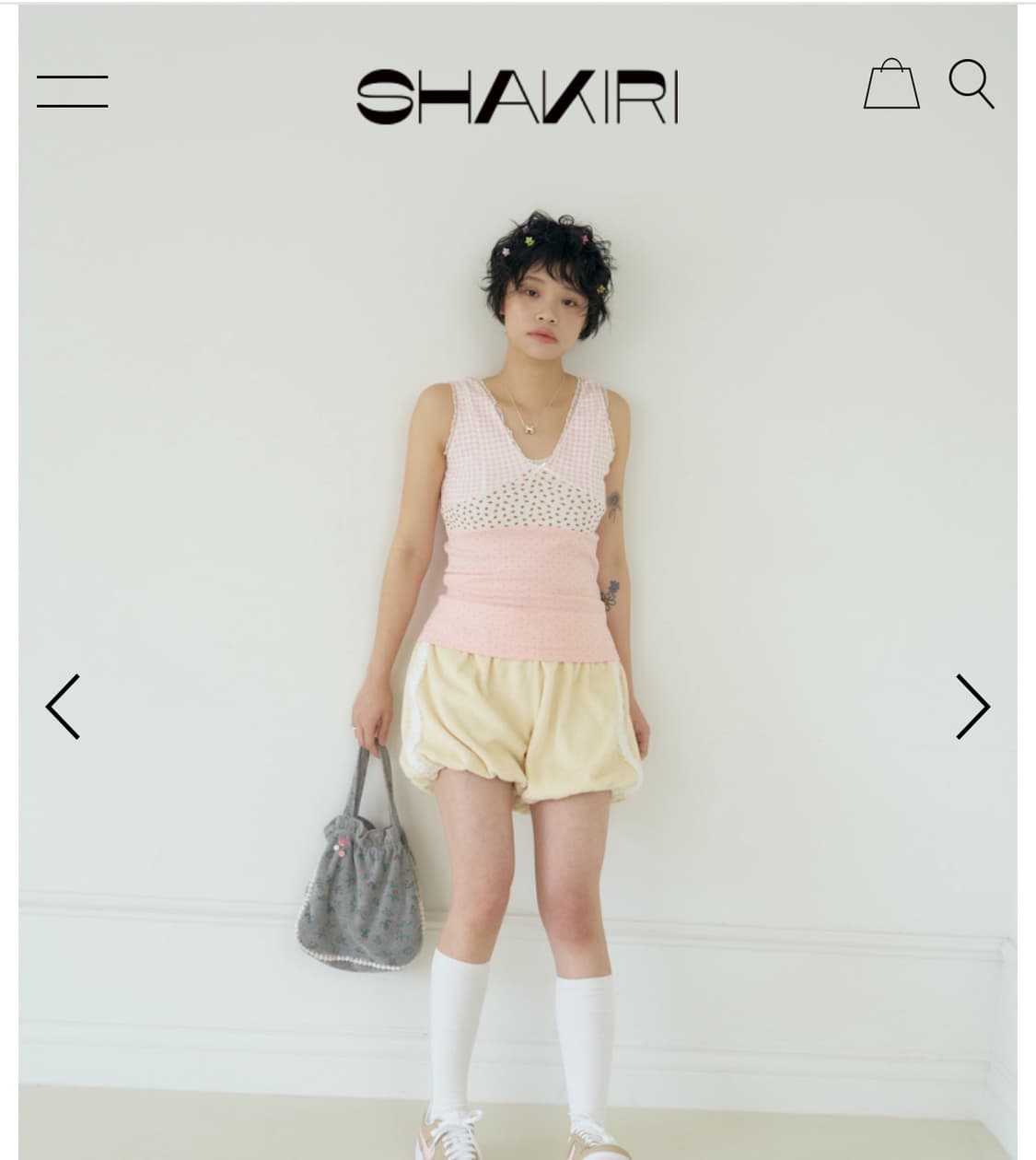 아이브 레이 착용) 샤키리 포지 레이스 탑 핑크 posy 나시 상품이미지4