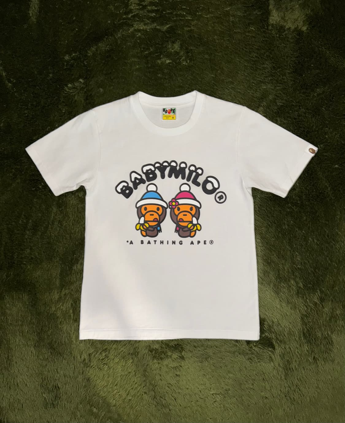 [XS] 베이프 베이비마일로 & 베이비리사 반팔 티셔츠 화이트 상품이미지1